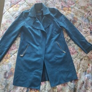 ZERO Women Faux Suede Blue Coat Size M